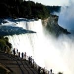 Tourists near Niagara falls during the day