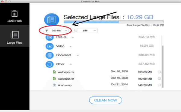 Systweak Doctor Disk Cleaner Deleting Large Files options