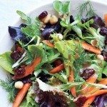 Mesclun salad with chickpeas and dried cherries