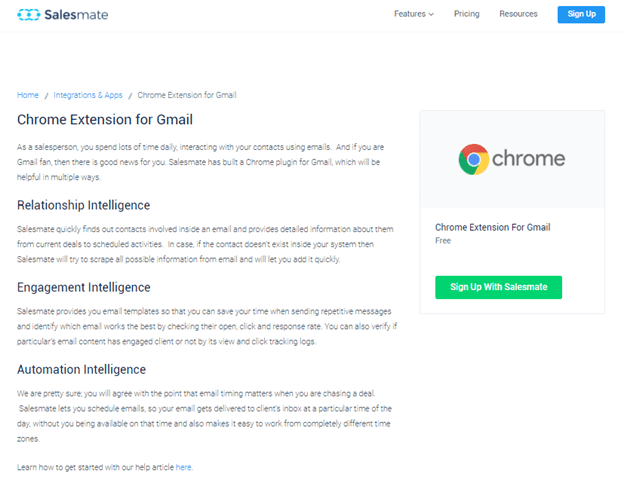 Salesmate Chrome Extension