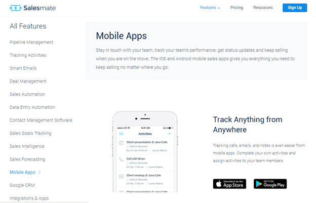 Salesmate Mobile app version
