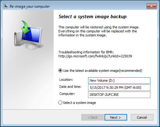 backup Windows 10 system restore