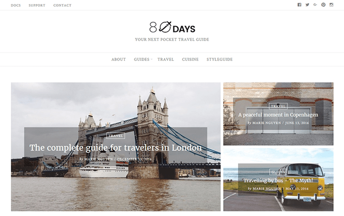 EightyDays - Travel Blog WordPress Theme