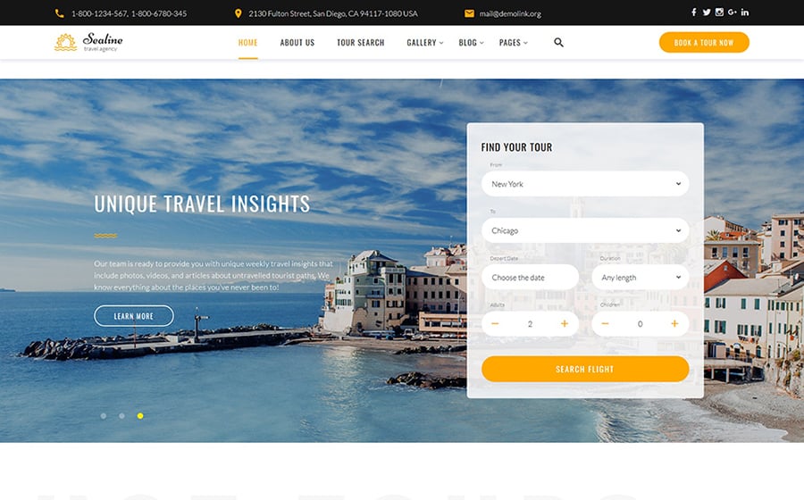 Sealine Travel Agency Multipage HTML Template    