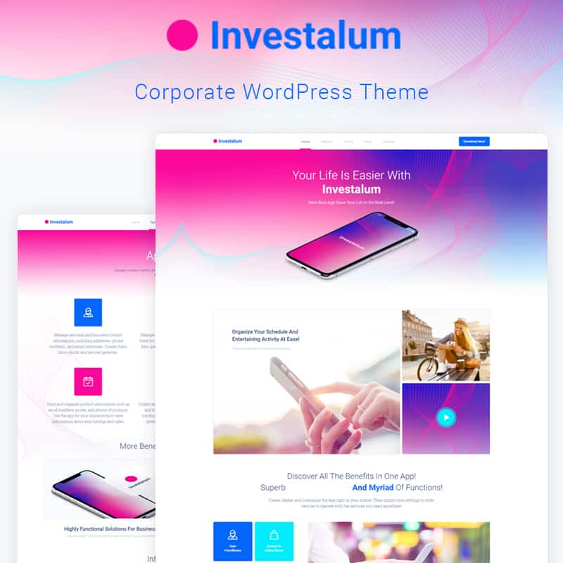 Investalum - Corporate App Elementor WordPress Theme