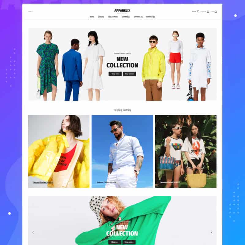 Clean Multipurpose Shopify Theme for Apparel Brand - Apparelix    