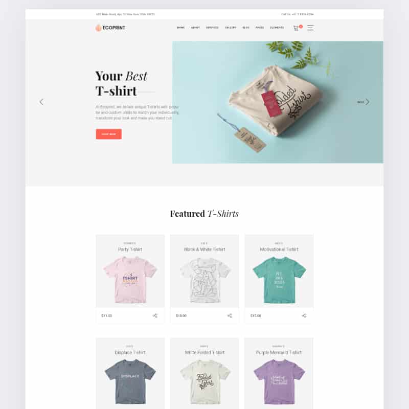 Ecoprint - T-shirt Printing Website Template    