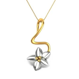 Curvy Flower Plain Gold Pendant
