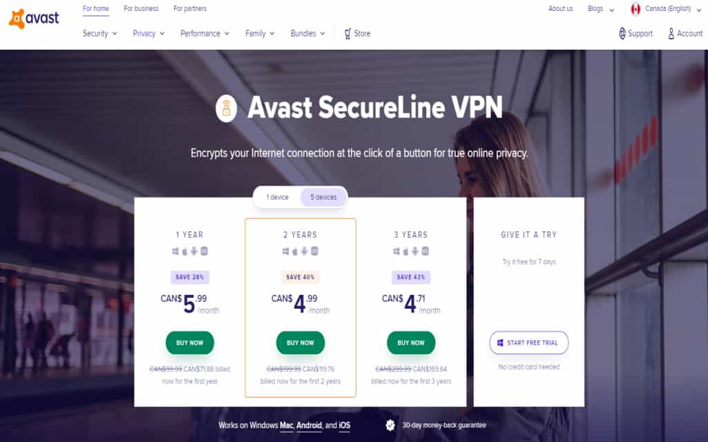 Avast SecureLine VPN for Internet Privacy