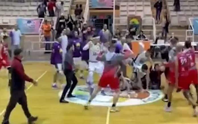 A violent brawl in a basketball match