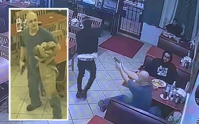 Watch a thief rob an American restaurant and kill a customer with 9 bullets