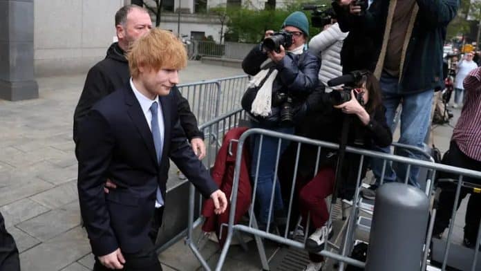 Ed Sheeran leaving the court